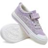 imageToandon Toddler Kids Sneakers Glitter Walking Shoes with Hoop and Loop Age 157Purple Leopard