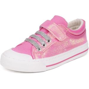 imageToandon Toddler Kids Sneakers Glitter Walking Shoes with Hoop and Loop Age 157Pink Star