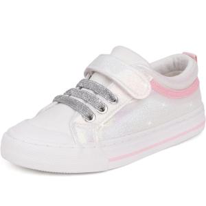 imageToandon Toddler Kids Sneakers Glitter Walking Shoes with Hoop and Loop Age 157White Pink Star