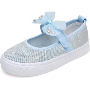imageToandon Toddler Girls Sparkle Glitter Flats Sneakers Age 310Glitter Blue Bowknot