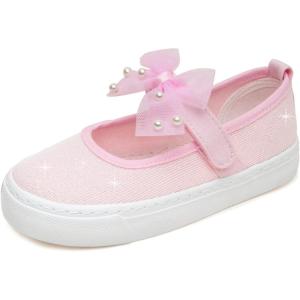 imageToandon Toddler Girls Sparkle Glitter Flats Sneakers Age 310Glitter Pink Bowknot