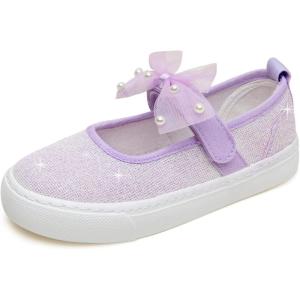 imageToandon Toddler Girls Sparkle Glitter Flats Sneakers Age 310Glitter Purple Bowknot