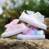 imageToandonToddler Kids Sneakers Sparkle Fashion Glitter Sequins Canvas ShoesPearl Ribbon Purple