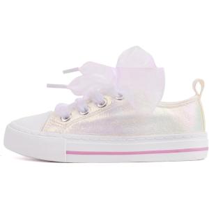 imageToandonToddler Kids Sneakers Sparkle Fashion Glitter Sequins Canvas ShoesPearl Ribbon White