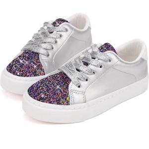 imageToandonToddler Kids Sneakers Sparkle Fashion Glitter Sequins Canvas ShoesPurple Sliver