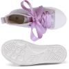 imageToandon Little Kids Girls Glimmer Glitter Ribbon Lace Sneakers Age 310Glittersilver