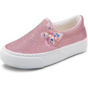 imageToandon Toddler Girls Kids Sparkle Slip On Sneakers Loafers Age 210Butterflyglitter Pink