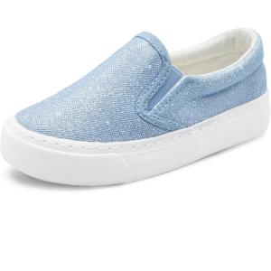 imageToandon Toddler Girls Kids Sparkle Slip On Sneakers Loafers Age 210Glitter Blue