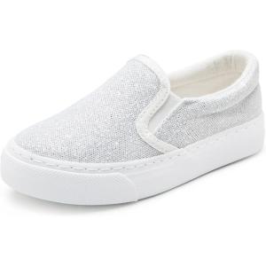 imageToandon Toddler Girls Kids Sparkle Slip On Sneakers Loafers Age 210Glitter White