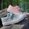 imageToandon Toddler Kids Sneakers Glitter Walking Shoes with Hoop and Loop Age 157Butterfly Pink