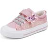 imageToandon Toddler Kids Sneakers Glitter Walking Shoes with Hoop and Loop Age 157Butterfly Pink