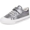 imageToandon Toddler Kids Sneakers Glitter Walking Shoes with Hoop and Loop Age 157Silver Grey