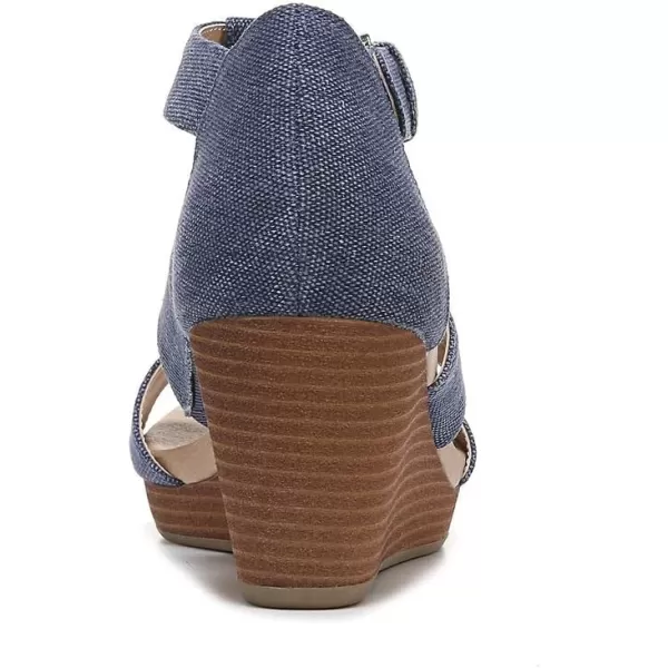 imageDr Scholls Shoes Womens Barton Wedge Platform SandalDark Blue Denim Fabric