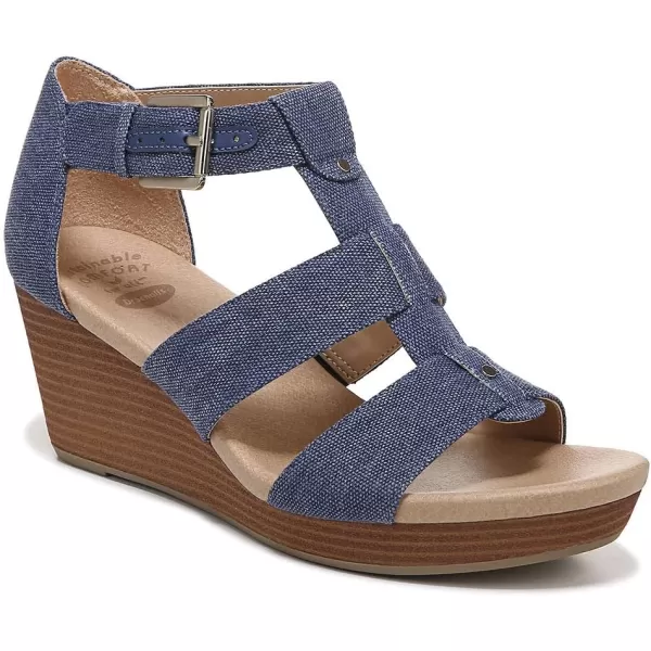 imageDr Scholls Shoes Womens Barton Wedge Platform SandalDark Blue Denim Fabric