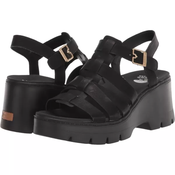 imageDr Scholls Shoes Womens Check It Out Platform Wedge Fisherman SandalBlack Smooth