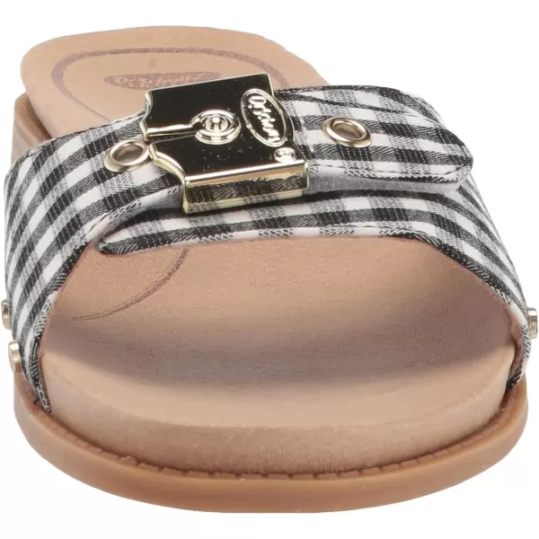 imageDr Scholls Shoes Womens Originalist Slide Flat SandalBlack Gingham Check Plaid