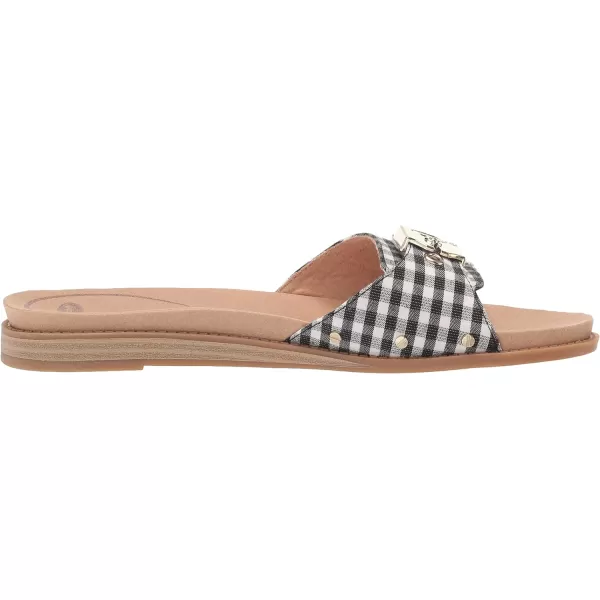 imageDr Scholls Shoes Womens Originalist Slide Flat SandalBlack Gingham Check Plaid