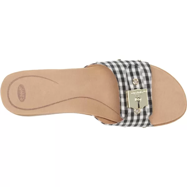 imageDr Scholls Shoes Womens Originalist Slide Flat SandalBlack Gingham Check Plaid