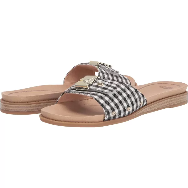 imageDr Scholls Shoes Womens Originalist Slide Flat SandalBlack Gingham Check Plaid