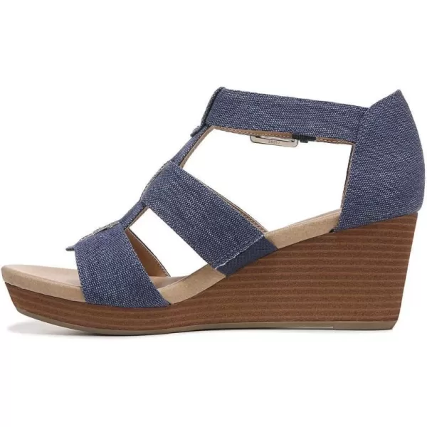 imageDr Scholls Shoes Womens Barton Wedge Platform SandalDark Blue Denim Fabric
