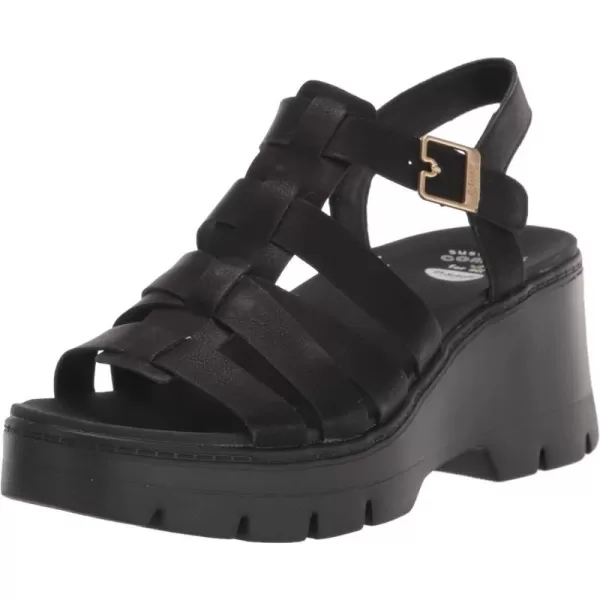 imageDr Scholls Shoes Womens Check It Out Platform Wedge Fisherman SandalBlack Smooth