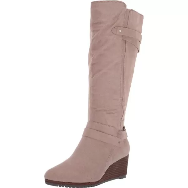 imageDr Scholls Shoes Womens Check It Wedge BootTaupe Grey Wide Calf