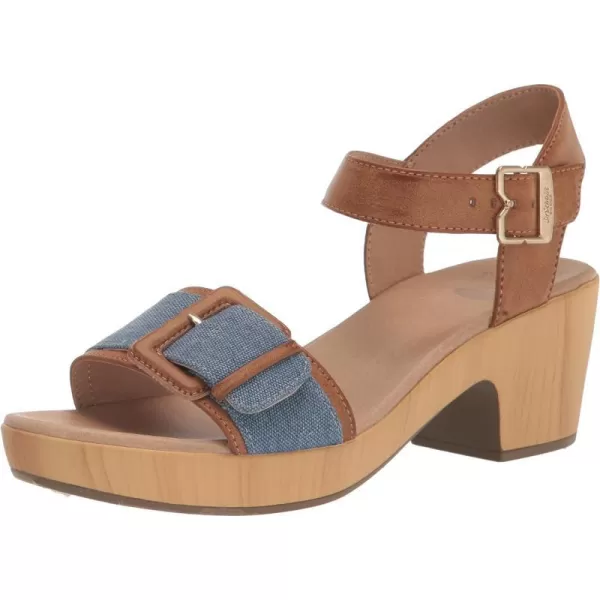 imageDr Scholls Shoes Womens Felicity Too Block Heel Sandal HeeledBrownDenim
