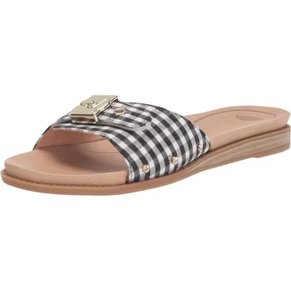 imageDr Scholls Shoes Womens Originalist Slide Flat SandalBlack Gingham Check Plaid
