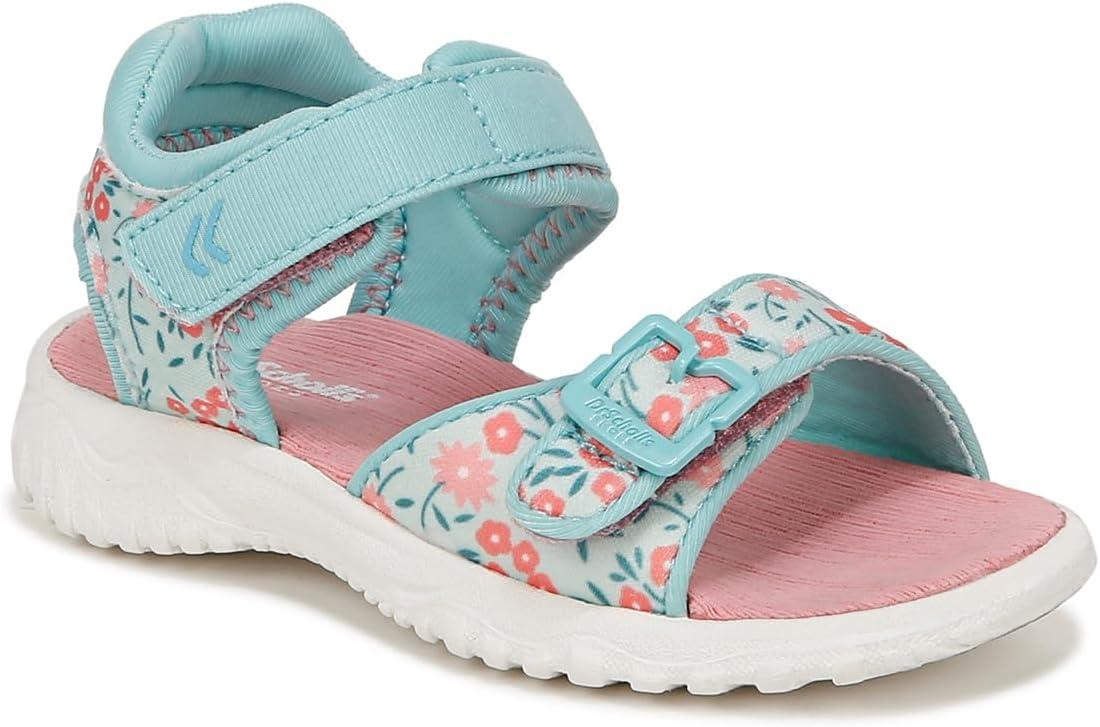 imageDr Scholls Kids BabyGirls Time2play Toddler Sport SandalAqua Blue Floral Nylon