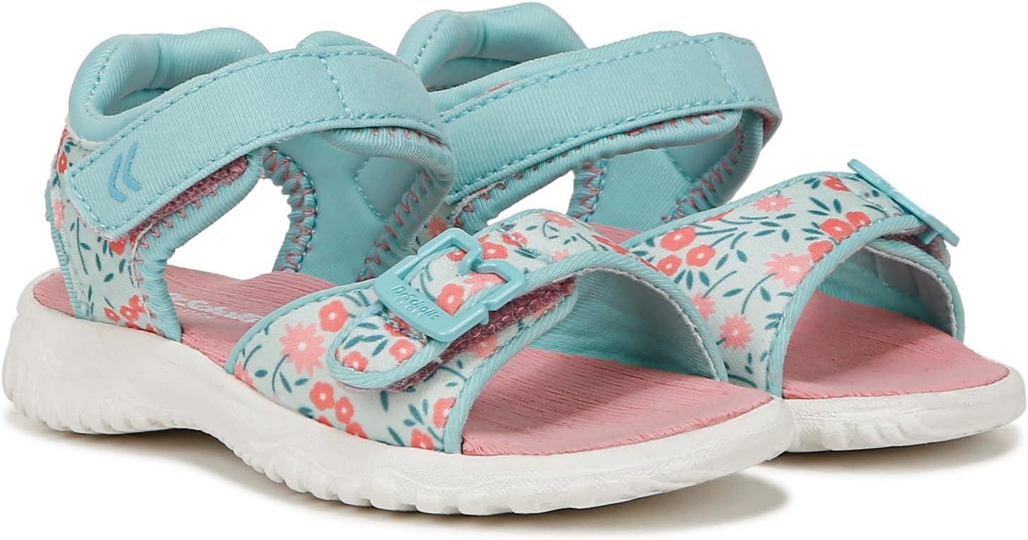 imageDr Scholls Kids BabyGirls Time2play Toddler Sport SandalAqua Blue Floral Nylon