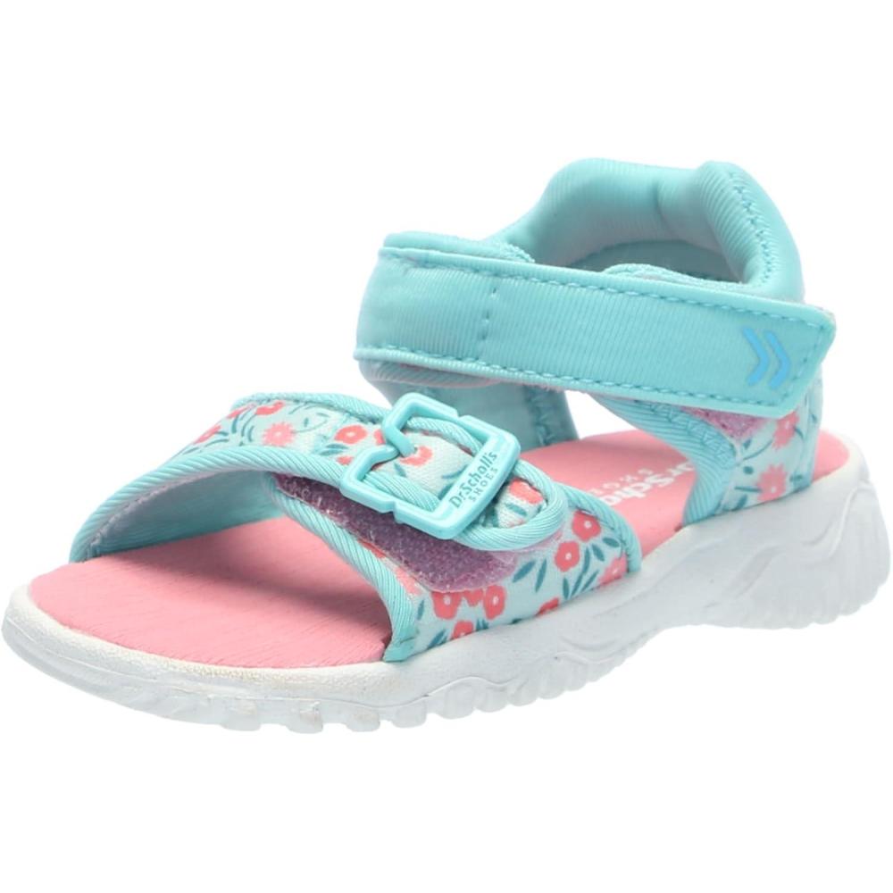 imageDr Scholls Kids BabyGirls Time2play Toddler Sport SandalAqua Blue Floral Nylon