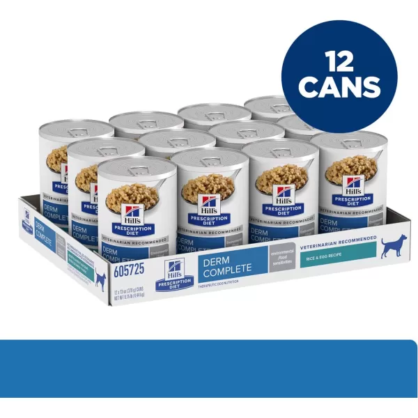 imageHills Prescription Diet Derm Complete Rice amp Egg Recipe Wet Dog Food Veterinary Diet 13 oz Cans 12PackHills Prescription Diet Derm Complete Rice amp Egg Recipe Wet Dog Food Veterinary Diet 13 oz Cans 12Pack