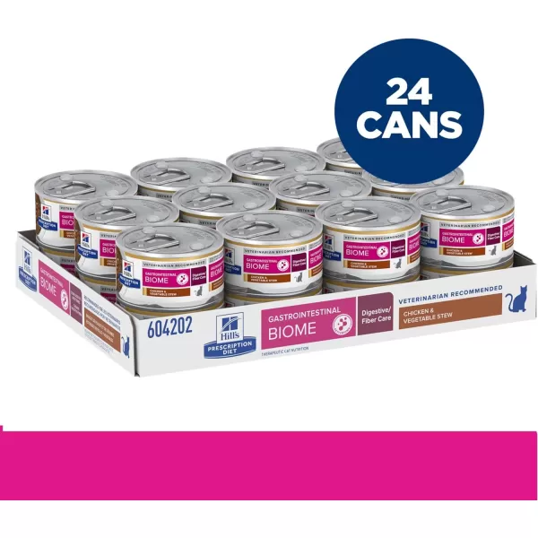 imageHills Prescription Diet Gastrointestinal Biome DigestiveFiber Care Chicken amp Vegetable Stew Wet Cat Food Veterinary Diet 29 oz Cans 24Pack24 x 29 oz Cans
