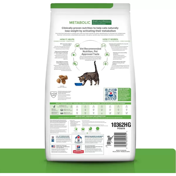 imageHills Prescription Diet Metabolic Weight Management Chicken Flavor Dry Cat Food Veterinary Diet 176 lb Bag85 Pound Pack of 1