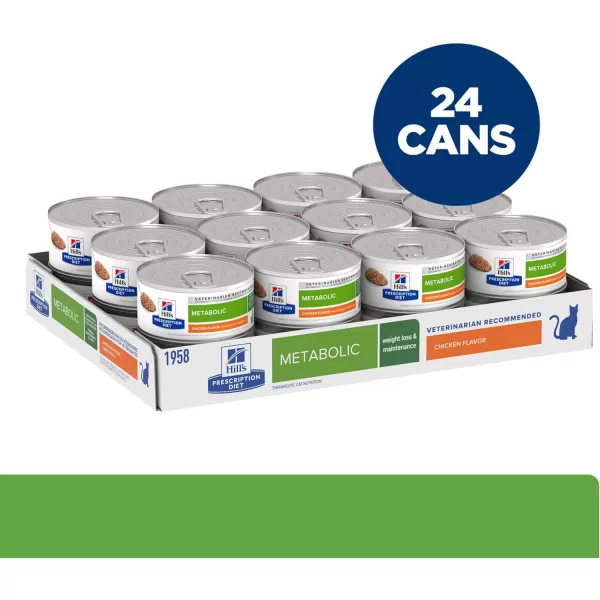 imageHills Prescription Diet Metabolic Weight Management Chicken Flavor Wet Cat Food Veterinary Diet 55 oz Cans 24PackChicken 24 x 55 oz