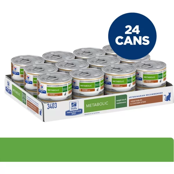 imageHills Prescription Diet Metabolic Weight Management Chicken Flavor Wet Cat Food Veterinary Diet 55 oz Cans 24PackVegetable amp Chicken Stew 24 x 29 oz