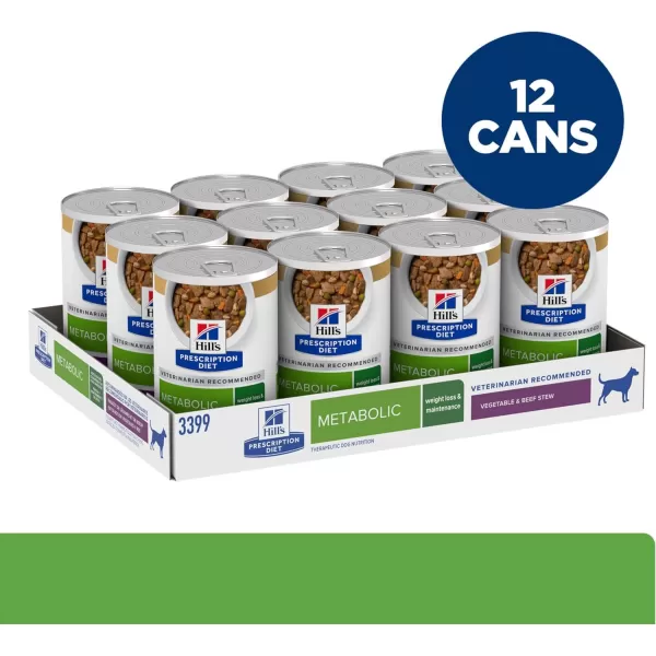 imageHills Prescription Diet Metabolic Weight Management Vegetable amp Chicken Stew Wet Dog Food Veterinary Diet 125 oz Cans 12PackVegetable amp Beef Stew 12 x 125 oz
