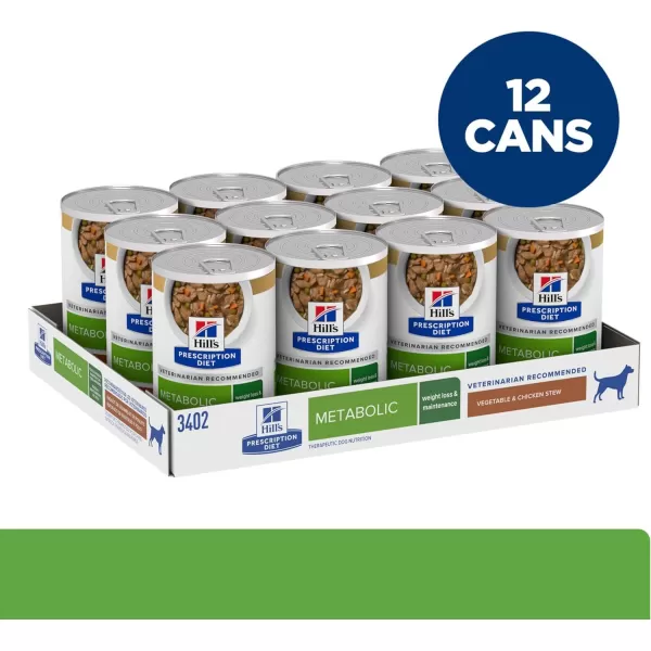 imageHills Prescription Diet Metabolic Weight Management Vegetable amp Chicken Stew Wet Dog Food Veterinary Diet 125 oz Cans 12PackVegetable amp Chicken Stew 12 x 125 oz