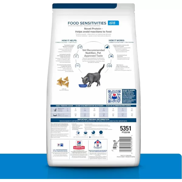 imageHills Prescription Diet dd Food Sensitivities Duck amp Green Pea Formula Dry Cat Food Veterinary Diet 85 lb Bag35 Pound Pack of 1