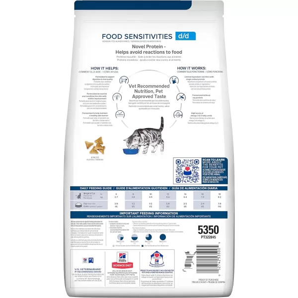 imageHills Prescription Diet dd Food Sensitivities Venison amp Green Pea Formula Dry Cat Food Veterinary Diet 85 lb Bag35 Pound Pack of 1