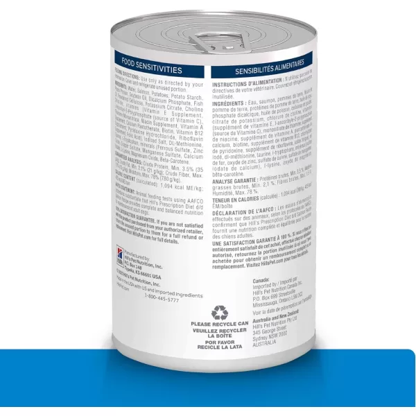 imageHills Prescription Diet dd SkinFood Sensitivities Grain Free Potato amp Salmon Flavor Dry Dog Food Veterinary Diet 25 lb Bag12 x 13 oz Cans