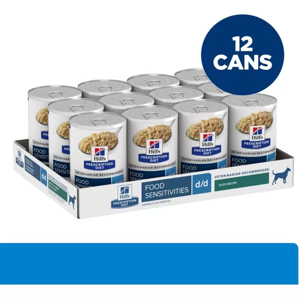 imageHills Prescription Diet dd SkinFood Sensitivities Potato amp Duck Formula Dry Dog Food Veterinary Diet 8 lb Bag12 x 13 oz Cans