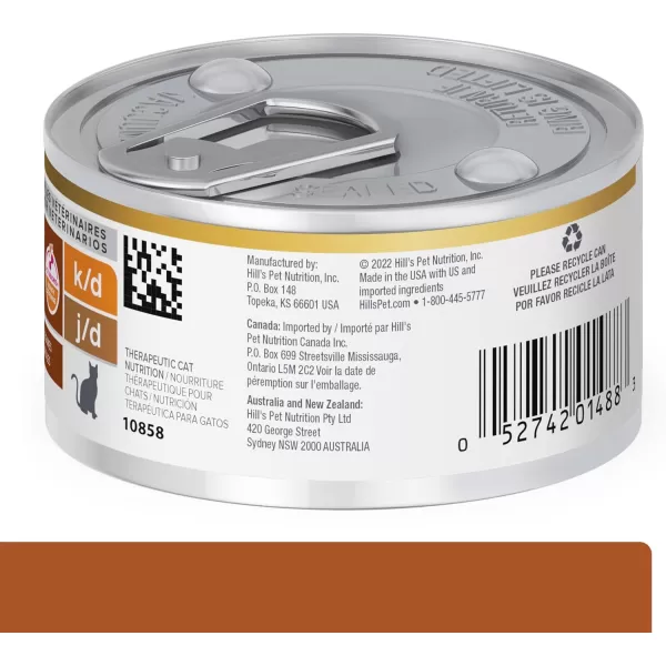 imageHills Prescription Diet kd  jd Kidney  Mobility Chicken Flavor Dry Cat Food Veterinary Diet 64 lb Bag24 x 29 oz Cans