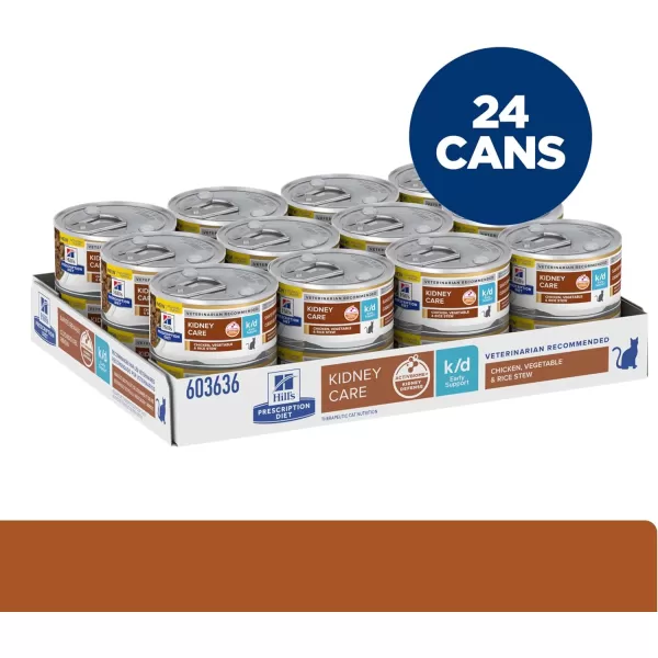 imageHills Prescription Diet kd Early Support Kidney Care Chicken Vegetable amp Rice Stew Canned Cat Food Veterinary Diet 29 oz 24Pack Wet Food24 x 29 oz Cans