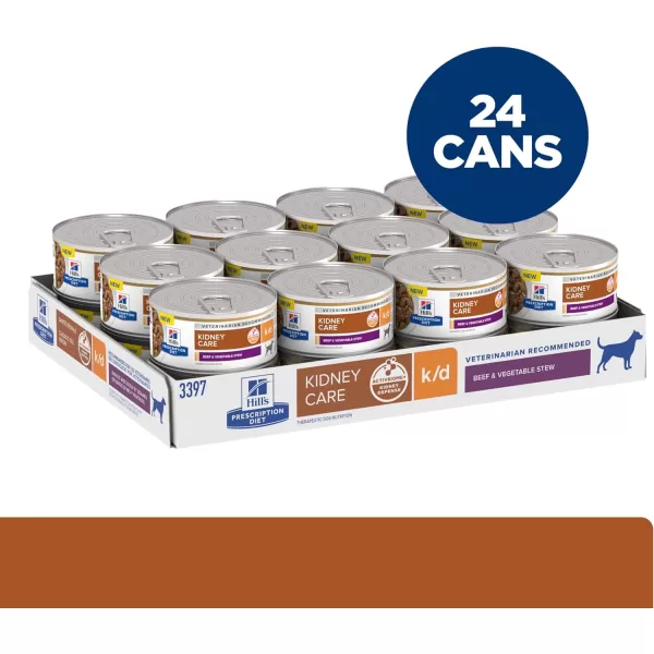 imageHills Prescription Diet kd Kidney Care Beef amp Vegetable Stew Wet Dog Food Veterinary Diet 125 oz Cans 12PackBeef amp Vegetable Stew 24 x 55 oz