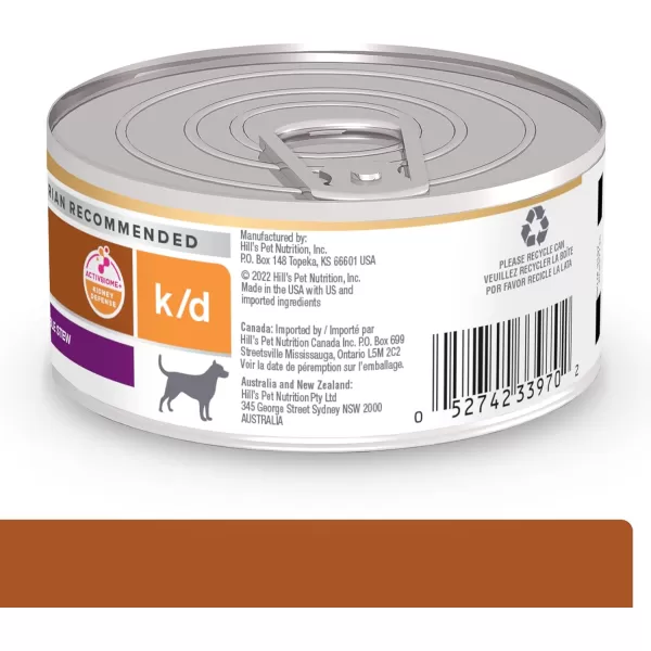 imageHills Prescription Diet kd Kidney Care Beef amp Vegetable Stew Wet Dog Food Veterinary Diet 125 oz Cans 12PackBeef amp Vegetable Stew 24 x 55 oz