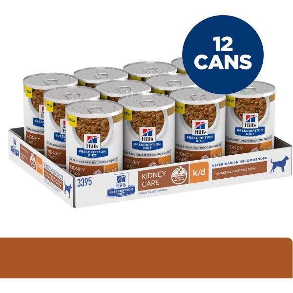imageHills Prescription Diet kd Kidney Care Beef amp Vegetable Stew Wet Dog Food Veterinary Diet 125 oz Cans 12PackChicken amp Vegetable Stew 12 x 125 oz