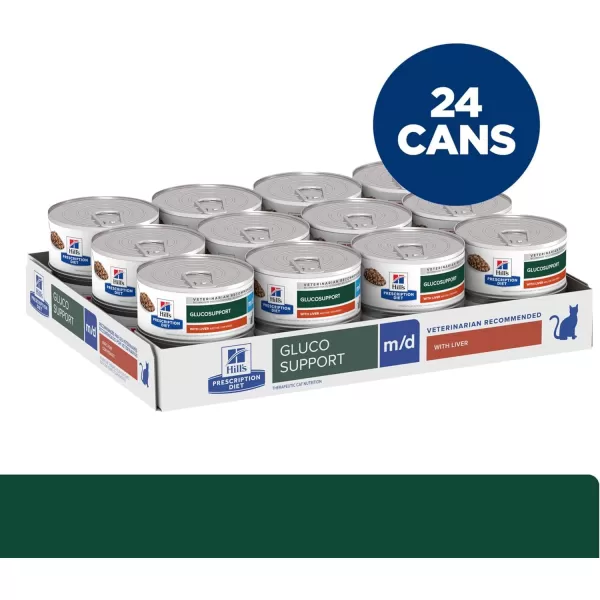 imageHills Prescription Diet md GlucoSupport with Liver Flavor Canned Cat Food Veterinary Diet 55 oz 24Pack Wet FoodHills Prescription Diet md GlucoSupport with Liver Flavor Canned Cat Food Veterinary Diet 55 oz 24Pack Wet Food