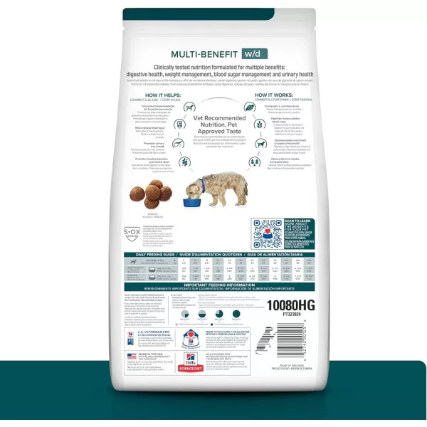imageHills Prescription Diet wd MultiBenefit DigestiveWeightGlucoseUrinary Management Chicken Flavor Dry Dog Food Veterinary Diet 85 lb Bag85 Pound Pack of 1