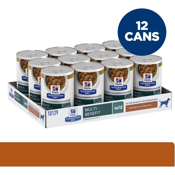 imageHills Prescription Diet wd MultiBenefit DigestiveWeightGlucoseUrinary Management Vegetable amp Chicken Stew Wet Dog Food Veterinary Diet 55 oz Cans 24Pack125 Ounce Pack of 12